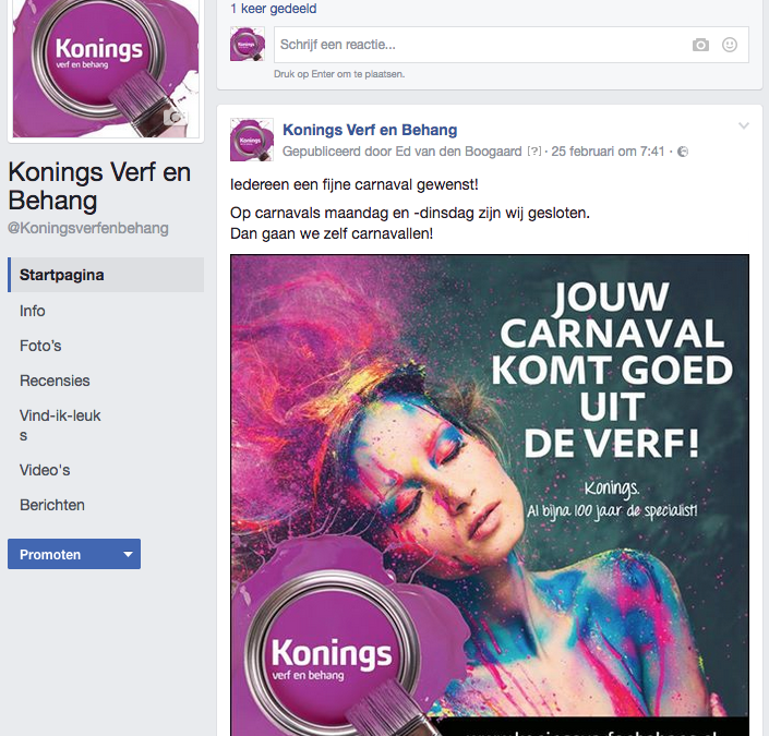 Facebook campagne | Konings Verf en Behang