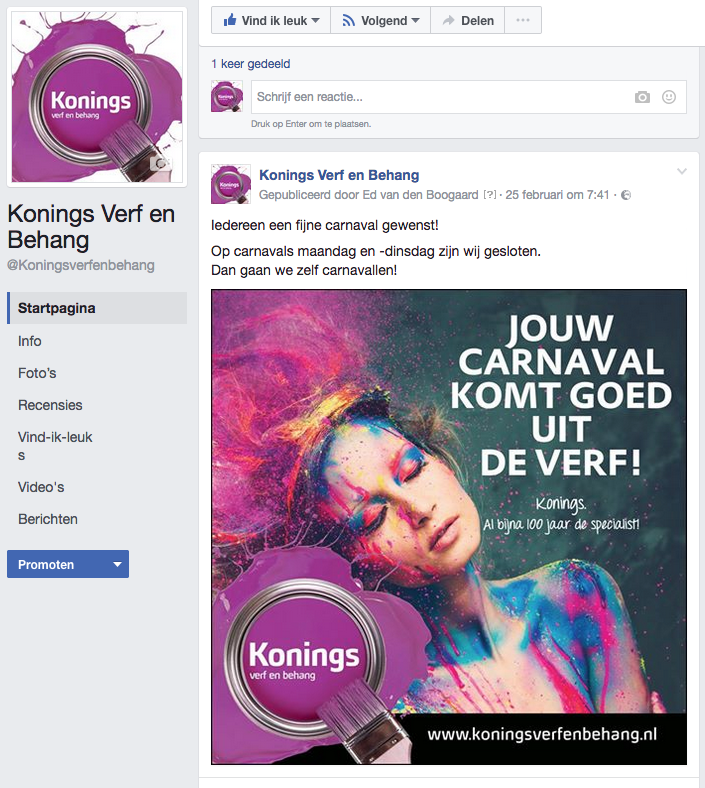 Facebook campagne | Konings Verf en Behang