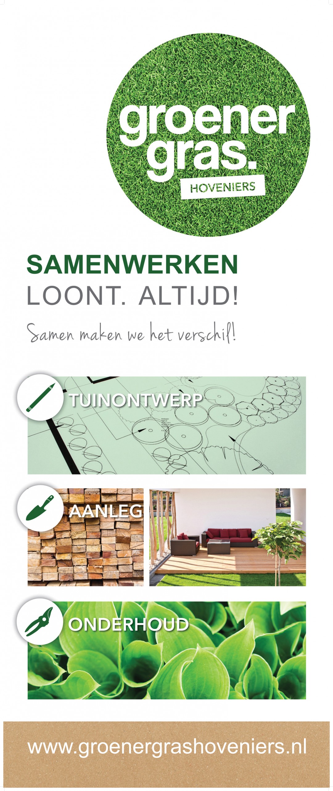 Roll up banner |                                  Groener Gras Hoveniers